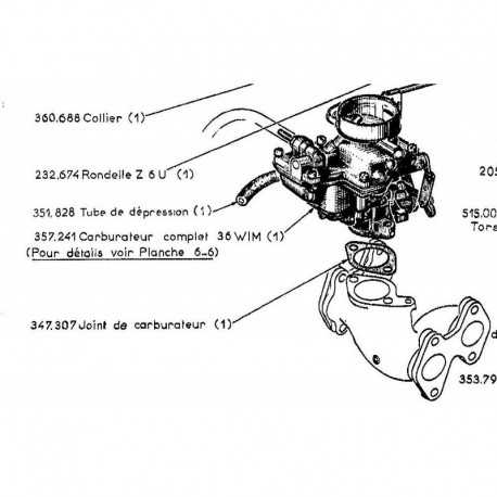 Joint embase carburateur 36 WI et 36 WIM